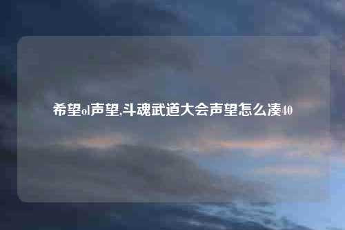 希望ol声望,斗魂武道大会声望怎么凑40