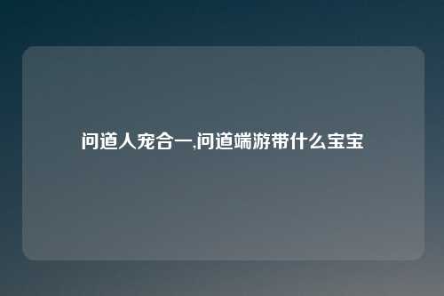问道人宠合一,问道端游带什么宝宝