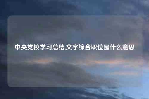 中央党校学习总结,文字综合职位是什么意思