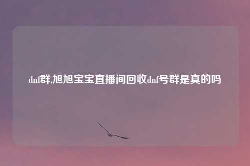 dnf群,旭旭宝宝直播间回收dnf号群是真的吗