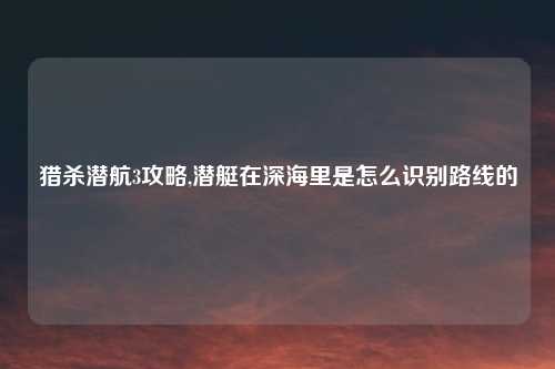 猎杀潜航3攻略,潜艇在深海里是怎么识别路线的