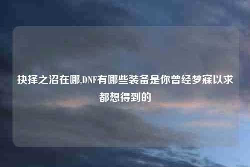 抉择之沼在哪,DNF有哪些装备是你曾经梦寐以求都想得到的