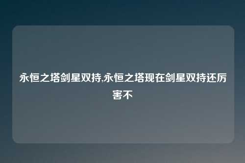 永恒之塔剑星双持,永恒之塔现在剑星双持还厉害不
