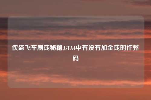 侠盗飞车刷钱秘籍,GTA4中有没有加金钱的作弊码