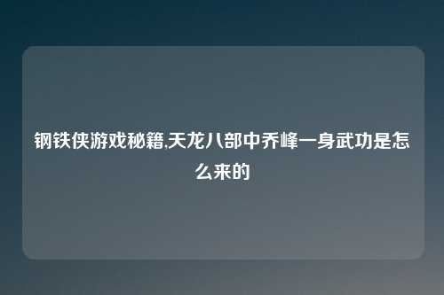 钢铁侠游戏秘籍,天龙八部中乔峰一身武功是怎么来的