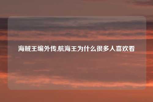 海贼王编外传,航海王为什么很多人喜欢看