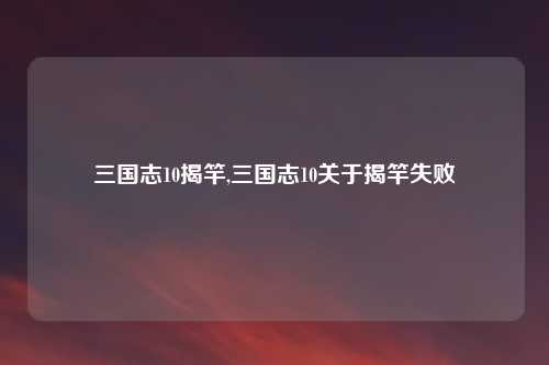 三国志10揭竿,三国志10关于揭竿失败