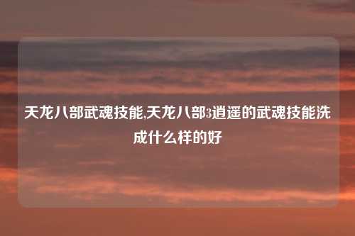 天龙八部武魂技能,天龙八部3逍遥的武魂技能洗成什么样的好