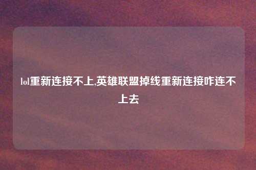 lol重新连接不上,英雄联盟掉线重新连接咋连不上去