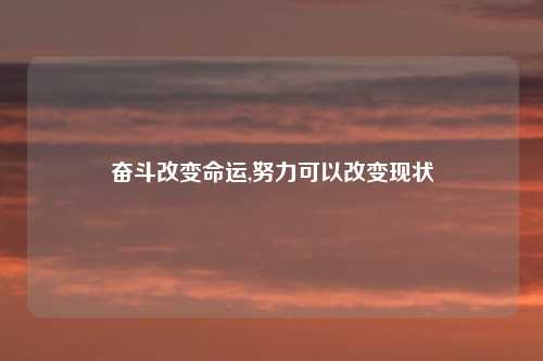 奋斗改变命运,努力可以改变现状