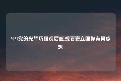 2021党的光辉历程观后感,观看窦立国你有何感想