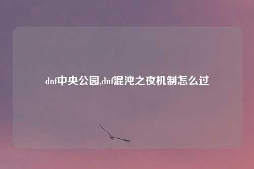 dnf中央公园,dnf混沌之夜机制怎么过