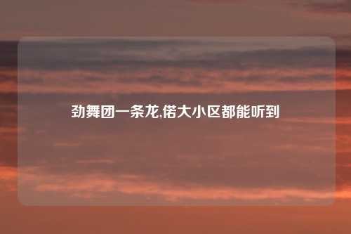 劲舞团一条龙,偌大小区都能听到