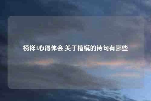 榜样4心得体会,关于楷模的诗句有哪些