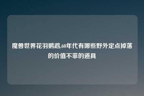 魔兽世界花羽鹦鹉,60年代有哪些野外定点掉落的价值不菲的道具