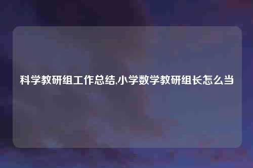 科学教研组工作总结,小学数学教研组长怎么当