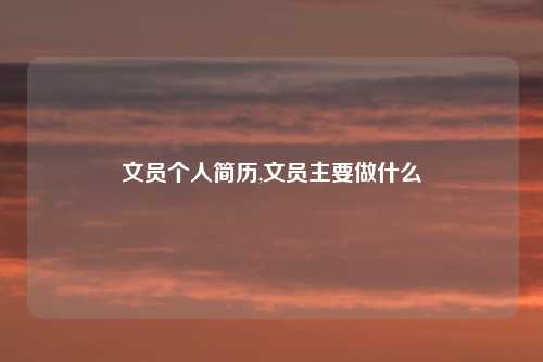 文员个人简历,文员主要做什么