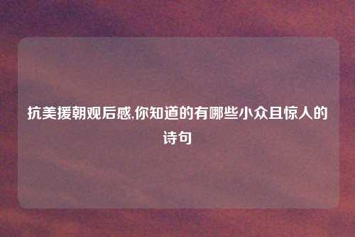 抗美援朝观后感,你知道的有哪些小众且惊人的诗句