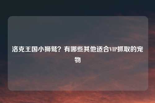 洛克王国小狮鹫？有哪些其他适合VIP抓取的宠物