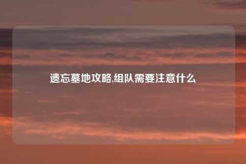 遗忘墓地攻略,组队需要注意什么