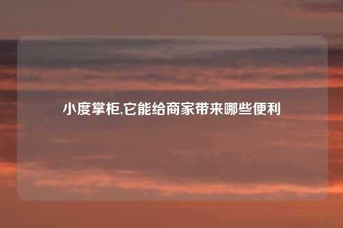 小度掌柜,它能给商家带来哪些便利