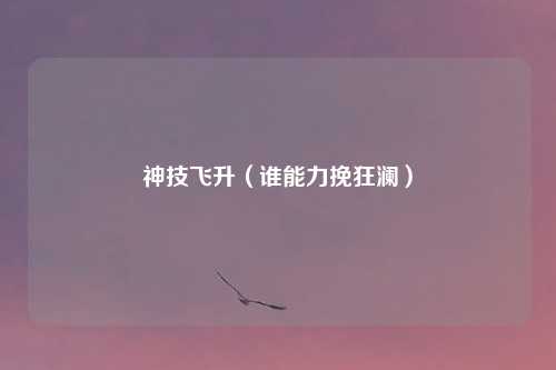 神技飞升（谁能力挽狂澜）