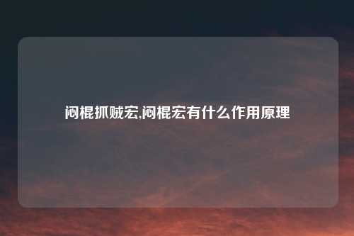 闷棍抓贼宏,闷棍宏有什么作用原理