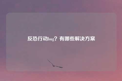 反恐行动bug？有哪些解决方案