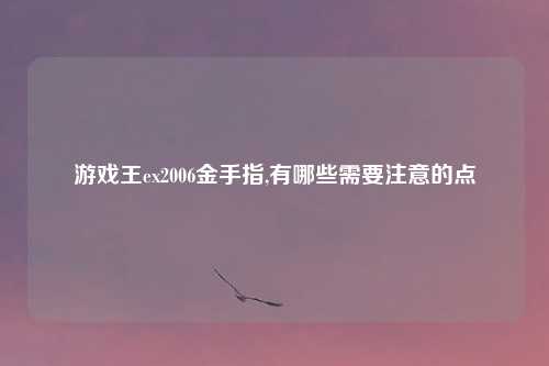 游戏王ex2006金手指,有哪些需要注意的点