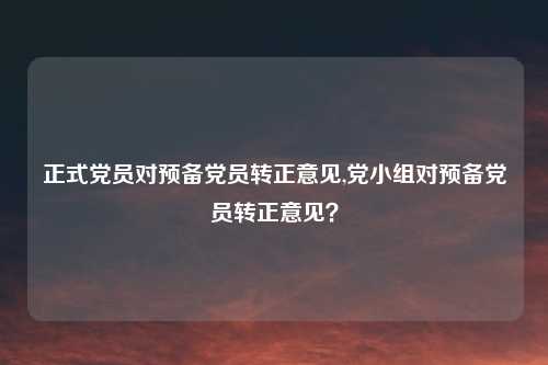 正式党员对预备党员转正意见,党小组对预备党员转正意见？