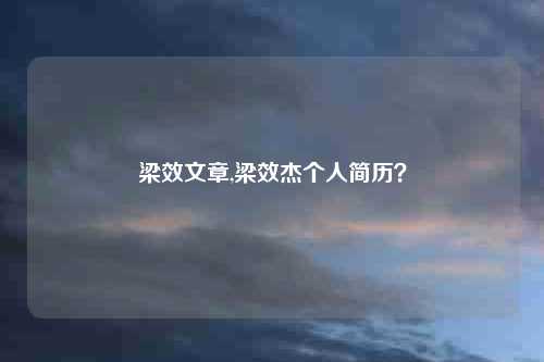 梁效文章,梁效杰个人简历？