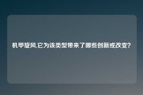 机甲旋风,它为该类型带来了哪些创新或改变？