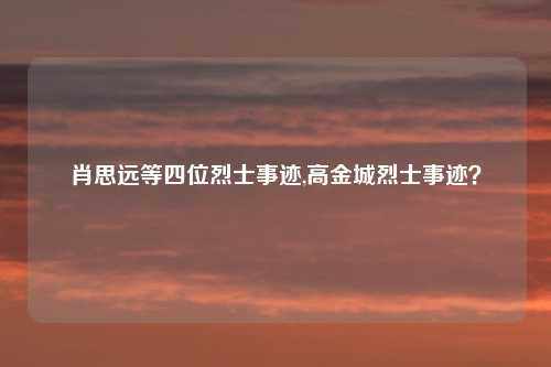 肖思远等四位烈士事迹,高金城烈士事迹？