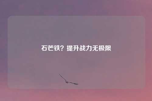 石芒铁？提升战力无极限