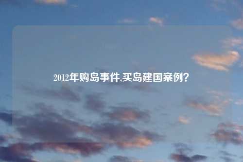 2012年购岛事件,买岛建国案例？