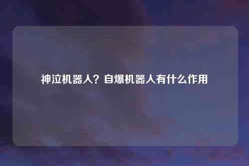 神泣机器人？自爆机器人有什么作用