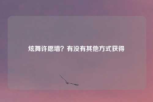 炫舞许愿墙？有没有其他方式获得