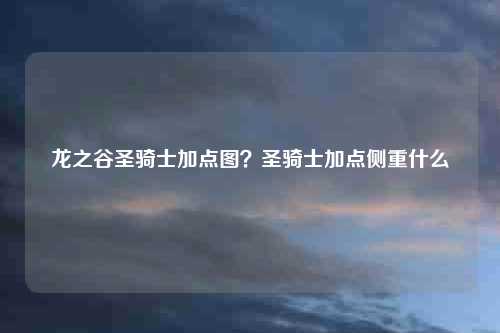 龙之谷圣骑士加点图？圣骑士加点侧重什么