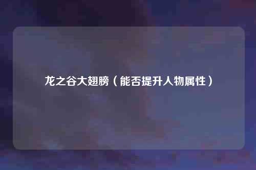 龙之谷大翅膀（能否提升人物属性）