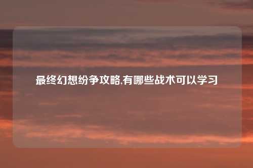 最终幻想纷争攻略,有哪些战术可以学习