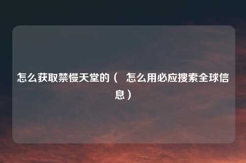 怎么获取禁慢天堂的（  怎么用必应搜索全球信息）