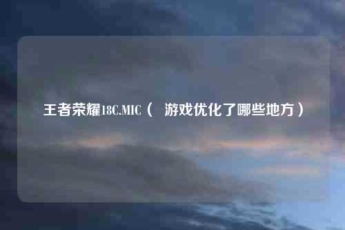 王者荣耀18C.MIC（  游戏优化了哪些地方）