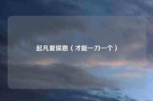 起凡夏侯恩（才能一刀一个）