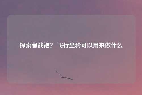 探索者战袍？ 飞行坐骑可以用来做什么