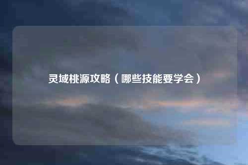 灵域桃源攻略（哪些技能要学会）