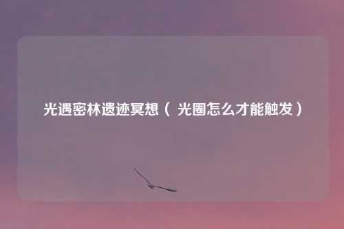光遇密林遗迹冥想( 光圈怎么才能触发)