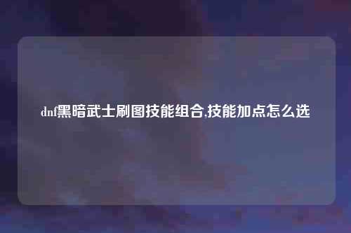 dnf黑暗武士刷图技能组合,技能加点怎么选