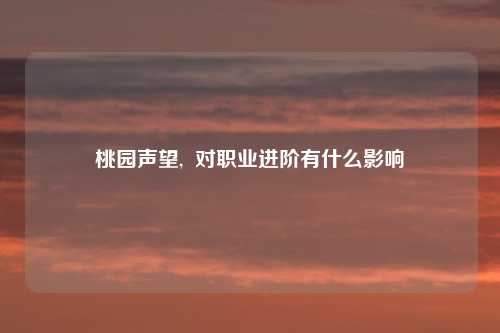 桃园声望,  对职业进阶有什么影响