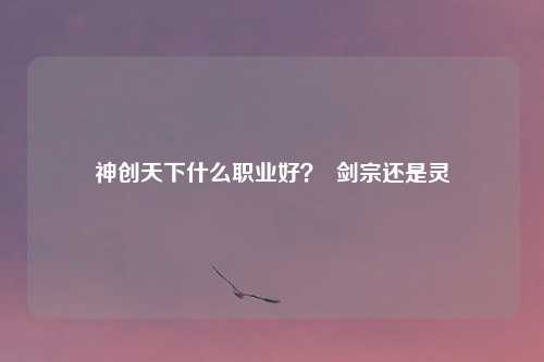 神创天下什么职业好？  剑宗还是灵