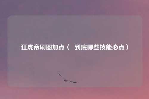 狂虎帝刷图加点( 到底哪些技能必点)